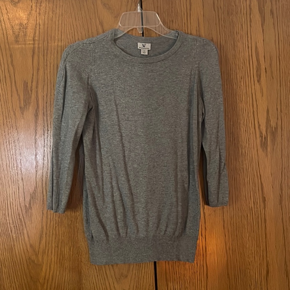 Light gray sweater three fourth sleeve length Worthington brand